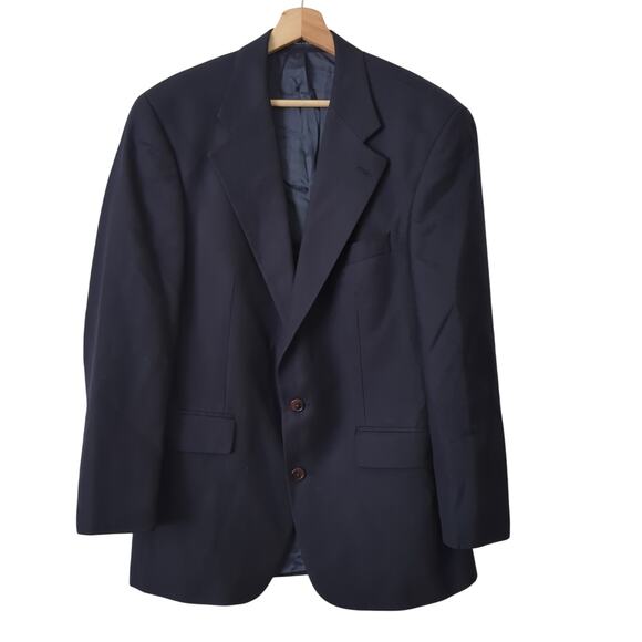 VTG Ralph Lauren 100% Wool Navy Blue Suit Jacket Men's 39R Sport Coat Two-Button - Picture 1 of 5